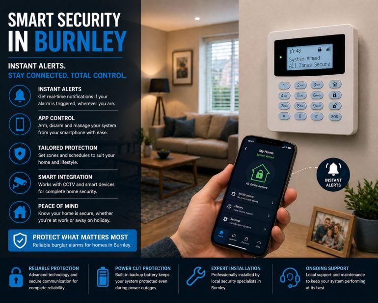 Smart Burglar Alarms in Burnley Homes: Using Smart Alerts to Protect Your Property While You’re Away